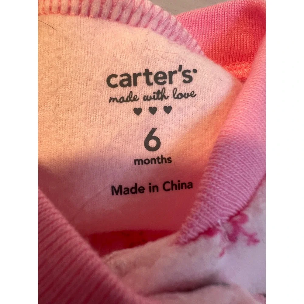 Carters Baby Girls Pink Fleece Snowman Snowflake Sleep and Play Pajamas 6 Months